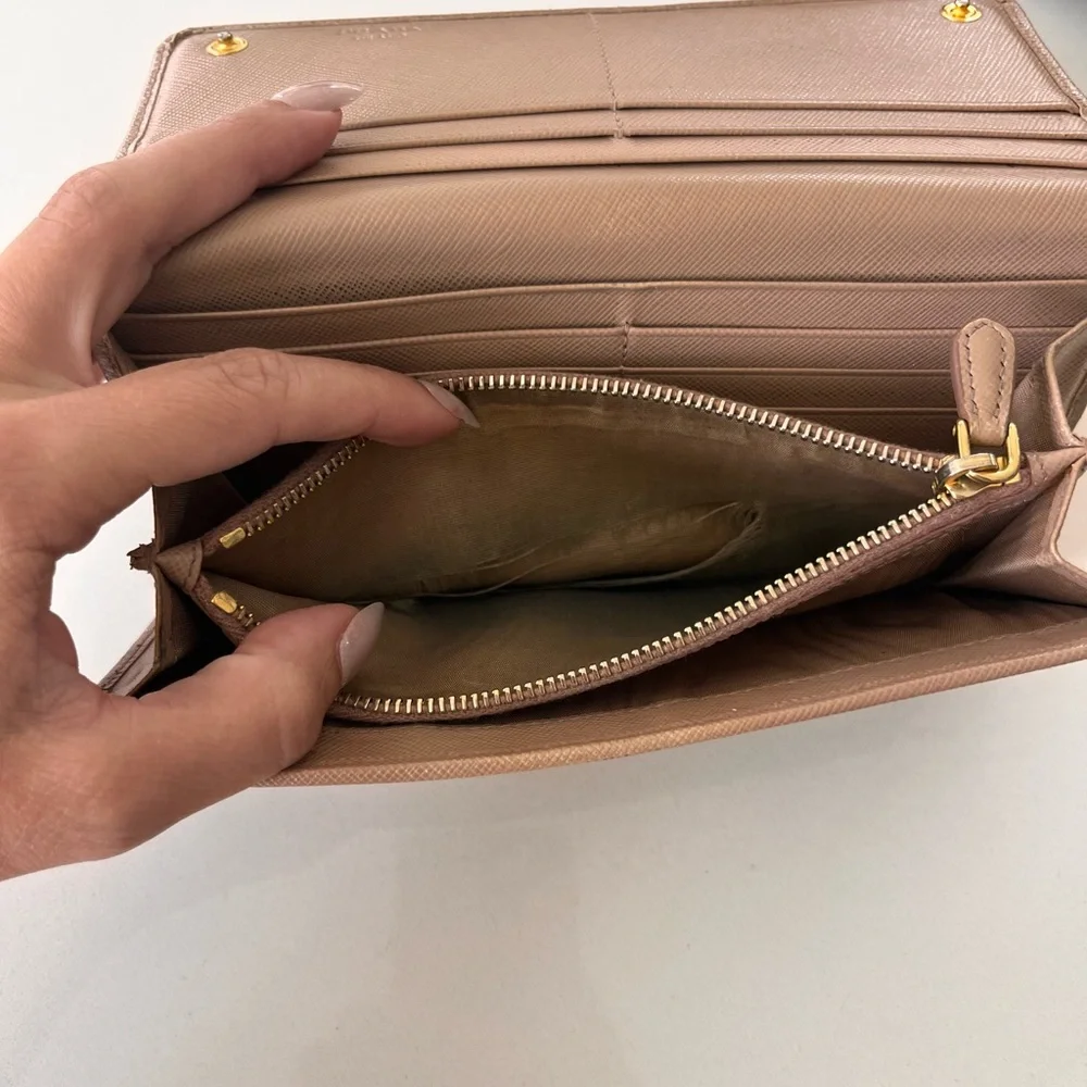 Authentic Prada Beige Leather Long Wallet - Picture 8 of 14